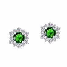 ENZO婚礼系列SNOWFLAKE 雪花系列18K金镶嵌祖母绿及钻石耳饰
