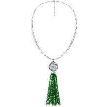 ENZO故宫宫廷文化xENZO香囊系列18K白金镶钻石及沙祖母绿流苏项链