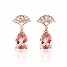 ENZO彩宝系列RAINBOW 彩虹系列Peplum舞裙系列华尔兹 18K玫瑰金镶摩根石钻石耳环