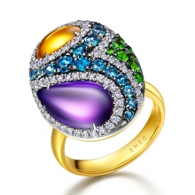 ENZO经典系列彩虹系列18K黄金彩色宝石戒指