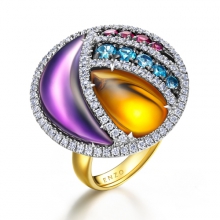 ENZO經典系列彩虹系列18K黃金彩色寶石戒指