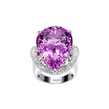 ENZO经典系列高级定制系列18K白金紫锂辉石钻石戒指