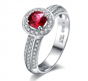 ENZO 18K白金镶红宝及钻石戒指 戒指