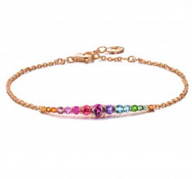 ENZO彩宝系列RAINBOW 彩虹系列18K玫瑰金镶多种宝石手链 手镯