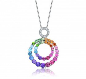 ENZO彩宝系列RAINBOW 彩虹系列18K白金镶多种宝石及钻石吊坠 吊坠