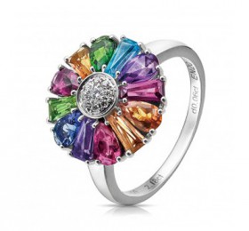 ENZO彩宝系列RAINBOW 彩虹系列18K白金镶多种宝石戒指 戒指