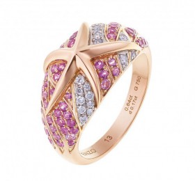 ENZO彩宝系列OCEAN 海洋系列18K玫瑰金镶粉紅蓝宝石及钻石戒指 戒指