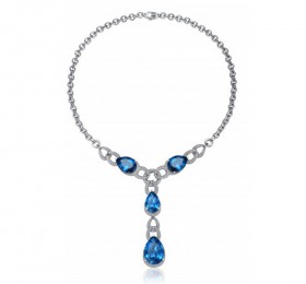 ENZO彩宝系列CLASSIC 经典彩宝系列18K金伦敦蓝托帕石及钻石项链项链