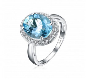 ENZO彩宝系列CLASSIC 经典彩宝系列18K白金镶海蓝宝及钻石戒指 戒指