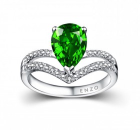 ENZO彩宝系列TIARA 加冕系列18K白金镶透辉石及钻石戒指 戒指