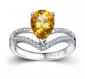 ENZO彩宝系列TIARA 加冕系列18K白金镶金绿柱石及钻石戒指 戒指