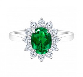ENZO婚礼系列DIANA 戴安娜系列18K白金镶嵌绿碧玺戒指 戒指