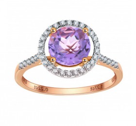 ENZO 18K玫瑰金镶圆形紫晶戒指 戒指