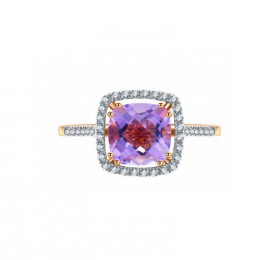 ENZO 18K玫瑰金镶枕形紫晶戒指 戒指