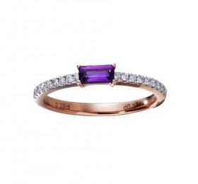 ENZO 18K玫瑰金镶紫晶及钻石戒指 戒指