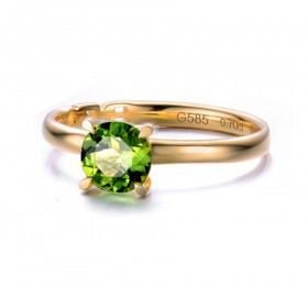 ENZO VAVA系列FEELING 心意14K黄金镶圆形橄榄石戒指戒指
