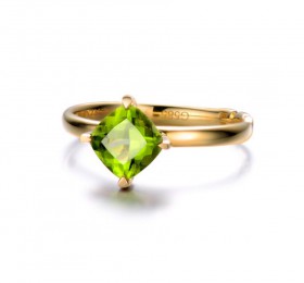 ENZO 14K黄金镶方形橄榄石戒指 戒指