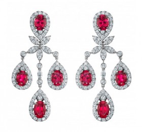 ENZO HIGH JEWELRY 高级珠宝系列18K白金镶红碧玺和钻石耳环 耳饰