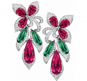 ENZO HIGH JEWELRY 高级珠宝系列18K白金镶红绿碧玺及钻石耳环 耳饰