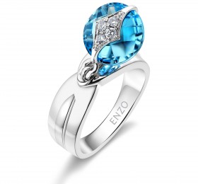 ENZO设计师系列TUILERIES BY OMAR OMAR杜乐丽花园 18K金镶蓝色托帕石戒指 戒指