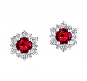 ENZO婚礼系列SNOWFLAKE 雪花系列18K金镶嵌红宝石及钻石耳饰 耳饰