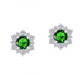 ENZO婚礼系列SNOWFLAKE 雪花系列18K金镶嵌祖母绿及钻石耳饰 耳饰