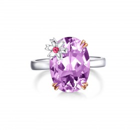 ENZO 14K 金镶玫瑰紫晶及粉碧玺戒指 戒指