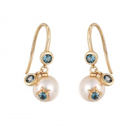 ENZO 星星造型14K金镶珍珠、托帕石耳饰 耳饰