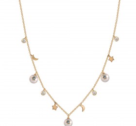 ENZO COSMOS小宇宙系列星月造型14K金镶珍珠、托帕石项链 项链