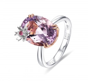 ENZO 仙境探秘系列14K金镶玫瑰紫晶及粉碧玺戒指 戒指