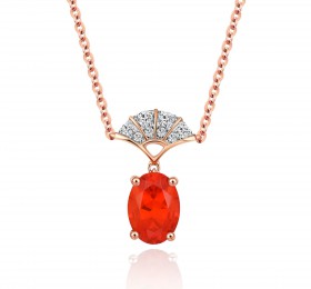 ENZO彩宝系列RAINBOW 彩虹系列Peplum舞裙系列18K玫瑰金镶火欧泊及钻石项链 项链