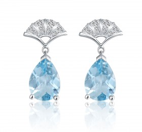 ENZO Peplum舞裙系列华尔兹 18K白金镶海蓝宝钻石耳环 耳饰