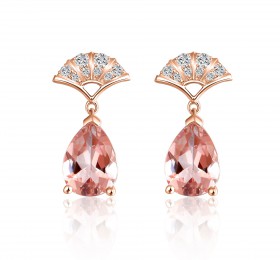 ENZO彩宝系列RAINBOW 彩虹系列Peplum舞裙系列华尔兹 18K玫瑰金镶摩根石钻石耳环 耳饰