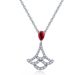 ENZO彩宝系列RAINBOW 彩虹系列Peplum 舞裙系列18K金镶嵌钻石红宝石吊坠项链