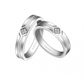 ENZO设计师系列COMMITMENT对戒系列18K白金镶钻石对戒 戒指