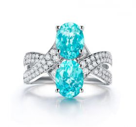 ENZO设计师系列PARAIBA帕拉伊巴系列18K白金镶帕拉伊巴碧玺及白色蓝宝石戒指戒指