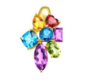ENZO经典系列彩虹系列18K黃金彩色宝石吊坠项链