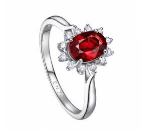 ENZO经典系列戴安娜系列18K白金戴安娜红宝石钻石戒指戒指