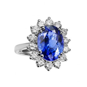 ENZO经典系列戴安娜系列18K白金戴安娜坦桑石钻石戒指