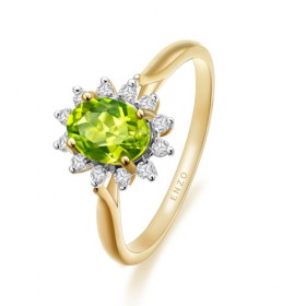 ENZO经典系列戴安娜系列18K黄金橄榄石白色蓝宝石戒指