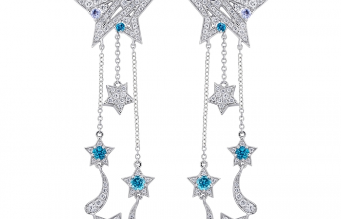 ENZO HIGH JEWELRY 高级珠宝系列18K白金镶托帕石坦桑石及钻石耳环