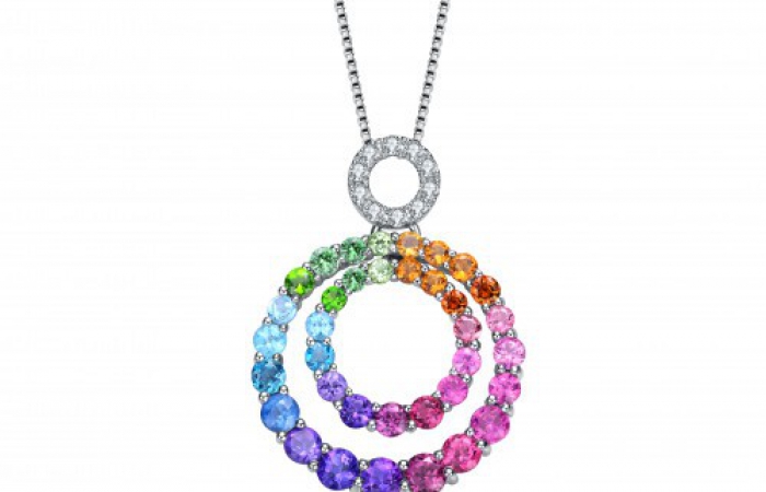 ENZO彩宝系列RAINBOW 彩虹系列18K白金镶多种宝石及钻石吊坠