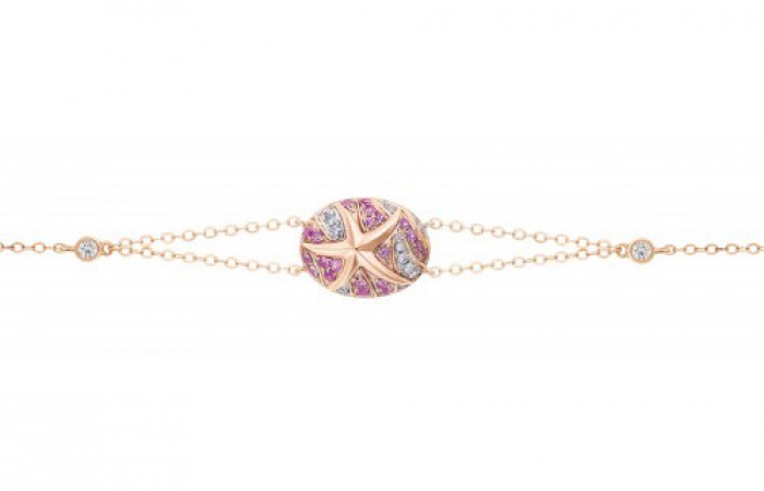 ENZO彩宝系列OCEAN 海洋系列18K玫瑰金镶粉紅蓝宝石及钻石手链