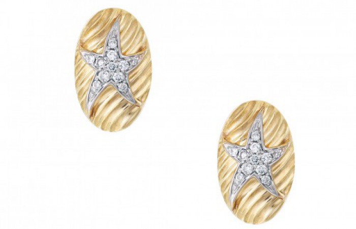 ENZO彩宝系列OCEAN 海洋系列18K黄金白金镶钻石耳环