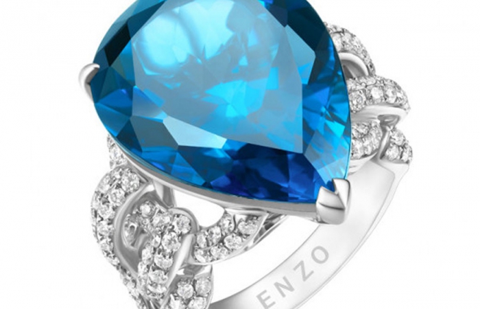 ENZO彩宝系列CLASSIC 经典彩宝系列18K金伦敦蓝托帕石及钻石戒指