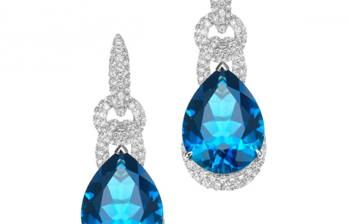 ENZO彩宝系列CLASSIC 经典彩宝系列18K金伦敦蓝托帕石及钻石耳环