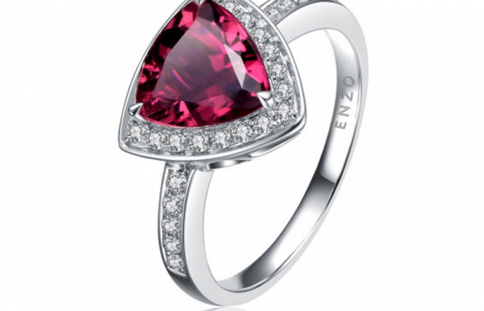 ENZO彩宝系列CLASSIC 经典彩宝系列18K白金镶红碧玺及钻石戒指