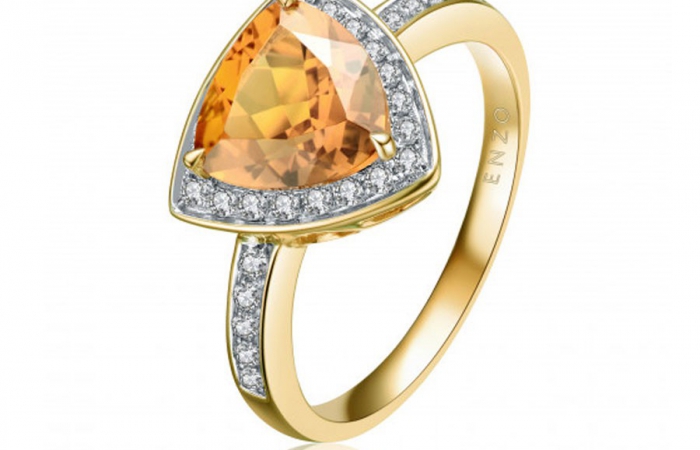 ENZO彩宝系列CLASSIC 经典彩宝系列18K黄金镶马地拿黄晶及钻石戒指