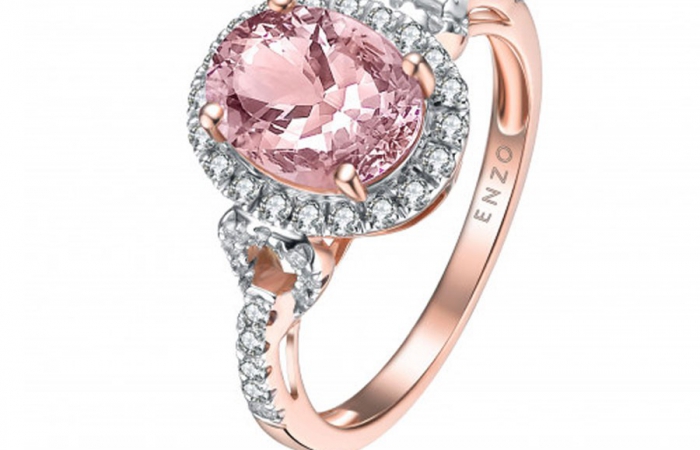 ENZO彩宝系列CLASSIC 经典彩宝系列18K玫瑰金镶摩根石及钻石戒指