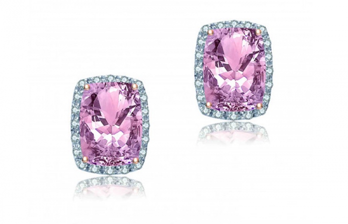 ENZO彩宝系列CLASSIC 经典彩宝系列18K玫瑰金镶摩根石及钻石耳环